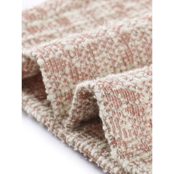 Tweed Crew Neck Wear to Work Office Bodycon Pencil Midi Dress Pink - Picture 5 of 6